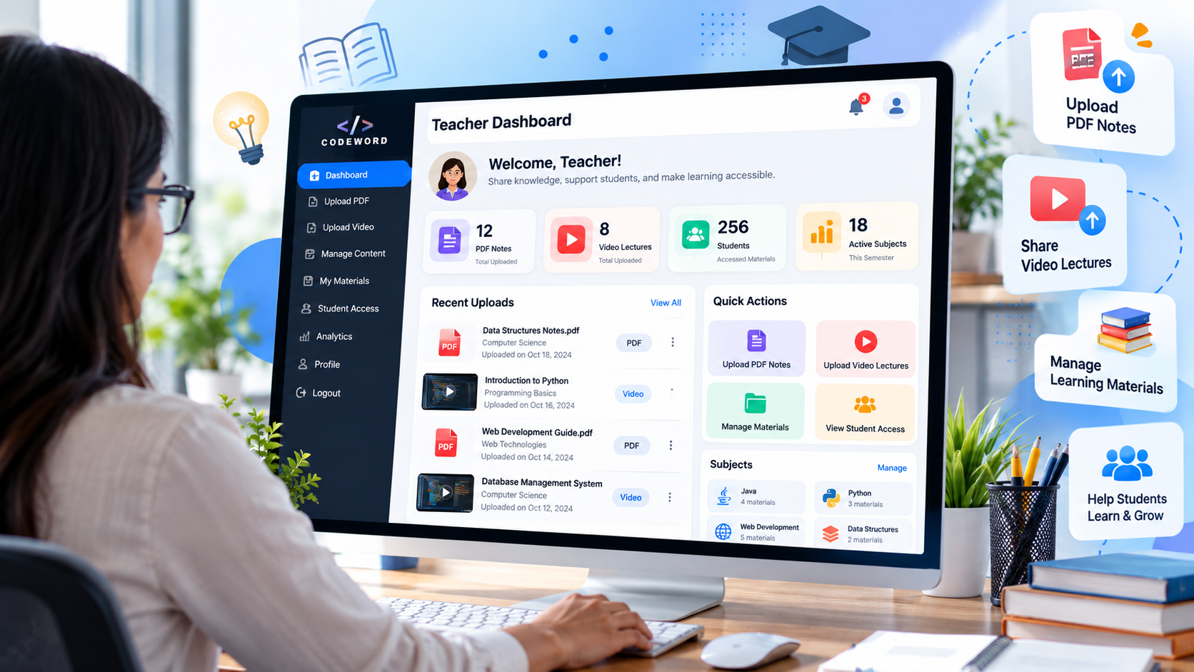 Contributor dashboard for sharing educational PDFs and videos